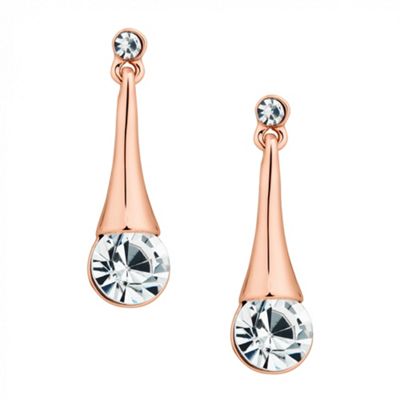 Rose gold crystal stick drop earring
